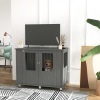Dog Crate Table for Medium and Large Dogs with Magnetic Door for Indoor Use, 95 x 55 x 75 cm, Grey(m-2)