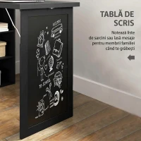 HOMCOM Birou Modern Pliabil cu Bibliotecă și Tablă, din Lemn și Metal, 98x51x153 cm, Negru(m-6)