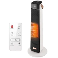 HOMCOM Portable Space Heater with Realistic Flame Effect, 2000W Ceramic Heater with Eco Mode, Adjustable Thermostat, Remote(m-15)