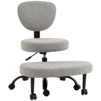 HOMCOM Chaise de bureau ergonomique, jambes croisées, rotation 360° avec roulettes, Gris clair(m-1)