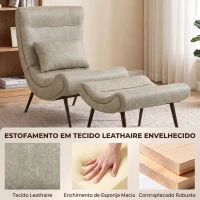HOMCOM Cadeirão Retro com Apoia-pés em Leathaire e Almofada Lombar, Branco Creme(m-6)