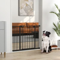 PawHut Poartă pentru câini cu 2 extensii, lățime reglabilă până la 100 cm și închidere automată, neagră(m-2)
