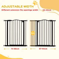 PawHut Pressure Fit Dog Stair Gate No Drilling Safety Gate Auto Close for Doorways, Hallways, 74-94cm Adjustable, 94cm Tall, Black(m-8)