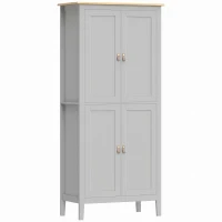 HOMCOM Tall Pantry Cupboard with Motion Sensor LED Light - Grey(m-15)