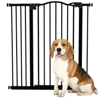 PawHut Pressure Fit Dog Stair Gate No Drilling Safety Gate Auto Close for Doorways, Hallways, 74-94cm Adjustable, 94cm Tall, Black(m-11)