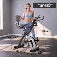 SPORTNOW 4-In-1 Folding Exercise Bike with Resistance Bands, Bluetooth App, 8-Level Magnetic Resistance, LCD Display, Grey(m-3)