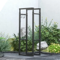 Outsunny 40-65/100-150cm Adjustable Metal Firewood Log Holder(m-8)