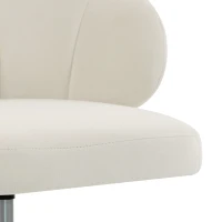 HOMCOM Chaise Bureau en Velours, Chaise Coiffeuse avec Dossier en Pétale, Hauteur Réglable, Fonction Bascule, Crème(m-13)