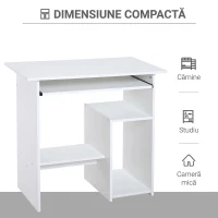 HomCom birou ergonomic, 80x45x75cm, PAL/metal, alb | AOSOM RO(m-13)