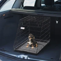 Pawhut Trapeze Collapsible Dog Pet Travel Box Cage Removable Tray 93 x 58 x 65cm(m-2)