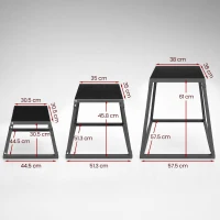 SPORTNOW Set 3 cutii pliometrice 30,5/45,8/61 cm, cutii plyo stivuibile din oțel până la 200 kg(m-3)