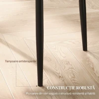 HOMCOM Set de 2 Scaune de Sufragerie Moderne cu Spătar Înalt din Piele Ecologică și Oțel, 41x50x97 cm, Negru(m-7)