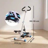 HOMCOM Stepper w/ Handle Hand Grip Workout Fitness Machine For Fitness Aerobic Exercise Home Gym White(m-3)
