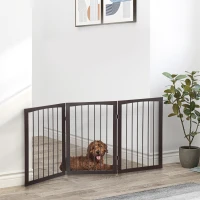 PawHut Cancellino Portatile da 3 Sezioni per Cani e Animali Domestici Divisorio di Sicurezza Pieghevole, 160x1.2x76 cm, Marrone(m-2)