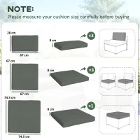 Outsunny Cushion Cover Replacement Garden Rattan Patio Furniture Seat Cover(m-3)