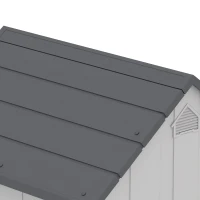 PawHut Niche pour chien extérieur, maison chien en polypropylène imperméable ventilé plancher surélevé 66x55x65cm gris clair(m-15)