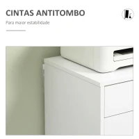 Vinsetto Gaveteiro de Escritório com 7 Gavetas e Rodas, Arquivo Vertical, 47,5x39,5x90 cm, Branco(m-7)