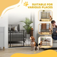 PawHut Wide Dog Safety Gate, with Door Pressure, for Doorways, Hallways, Staircases - Black(m-7)