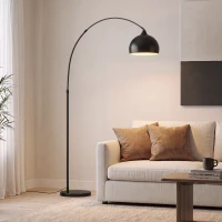 HOMCOM Candeeiro de Pé, Lâmpada de Sala Arco Ajustável, Base em Mármore, Estilo Vintage, 40W, E27, 100-115L x 35l x 170-180H cm, Preto(m-2)