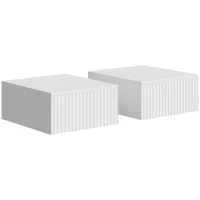 HOMCOM Nachttisch 2er Set Wandmontiert Beistelltisch mit 2 Schubladen Nachtkommode 40 x 35 x 17 cm, Weiß(m-1)
