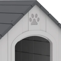 PawHut Niche pour chien extérieur, maison chien en polypropylène imperméable ventilé plancher surélevé 76x66x77cm gris clair(m-12)