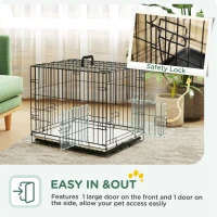 PawHut Foldable Dog Crate with Two Doors with Tray, Soft Cushion, for Extra Small Dogs, 60 x 45 x 50, Black(m-5)