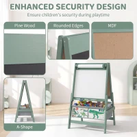 AIYAPLAY Art Easel for Kids, 3-in-1 Kids Easel with Chalkboard, Whiteboard, Paper Roll, Storage, Under-Board Shelf for 3-8, Green(m-6)