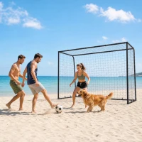 SPORTNOW Football Goal, 10 x 6.5ft Football Net with Ground Stakes and Metal Frame, Training Equipment for Indoor Outdoor Play(m-8)