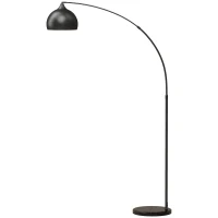 HOMCOM Candeeiro de Pé, Lâmpada de Sala Arco Ajustável, Base em Mármore, Estilo Vintage, 40W, E27, 100-115L x 35l x 170-180H cm, Preto(m-1)