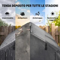 Outsunny Tenda Garage con Ingresso Avvolgibile, Corde e Picchetti, in Metallo Zincato e PE, 220x157x165 cm, Grigio Scuro(m-4)