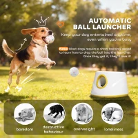 PawHut Automatic Dog Ball Launcher, Dog Thrower Machine with 6PCS 2.3" ETPU alls, 3 Adjustable Distance(20/33/46ft) & Random Mode(m-4)