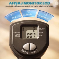 HOMCOM Stepper cu Monitor LCD, Maner Reglabil și Elastice, din Oțel și ABS, Alb și Gri(m-5)