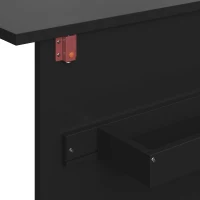 HOMCOM Mesa de Costura Dobrável Móvel de Costura com Tampo Rebatível com Compartimentos de Arrumação Prateleira Aberta e Rodízios Preto(m-9)