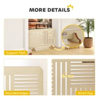 PawHut Freestanding Pet Gate, Portable Dog Barrier Gate with Feet for Small Breeds, 75 x 53 cm, Natural Wood(m-6)