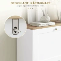 HOMCOM Pantofar Slim cu 2 Uși Rabatabile, Rafturi Reglabile și Detașabile, pentru 8-12 Perechi, 60x23,5x80 cm, Alb(m-7)