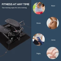 HOMCOM Portable Mini Stepper, Exercise Fitness Machine for Legs Arms Thigh Toner Toning Machine, Stair Steps Workout Training Fitness, w/ Resistance Bands and Floor Mat, Black(m-5)