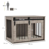 PawHut Dog Crate Furniture with Removable Cushion for Medium Dogs, 80 x 54 x 57cm - Brown(m-3)