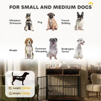 PawHut Dog Crate Furniture, Dog Cage with Rotatable Feeding Station and Storage Shelves, End Side Table Indoor Pet Kenne(m-8)