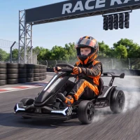 AIYAPLAY 24V Electric Go Kart for Kids 6-12 Years with Drift Mode, Adjustable Seat, 3 Speed, Slow Start, Black(m-14)
