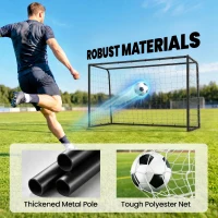 SPORTNOW Football Goal, 6 x 4ft Football Net with Ground Stakes and Metal Frame, Training Equipment for Indoor Outdoor Play(m-4)