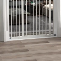 PawHut Barrera de Seguridad para Perros 74-94 cm con Extensión Montaje a Presión Doble Bloqueo para Puerta Escalera Blanco(m-9)