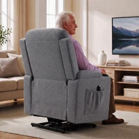 HOMCOM Riser Recliner Chair with Massage and Heat, Linen Electric Lift Armchair for Elderly with Spring Cushion, Dark Grey(m-8)