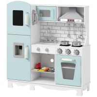 AIYAPLAY Cozinha de Madeira com Luzes e Sons, Exaustor, Dispensador de Água, Máquina de Café, Frigorífico e Forno(m-20)