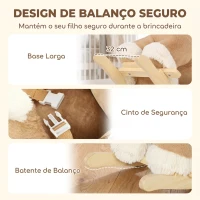 AIYAPLAY Cavalo de Baloiço para Bebé com Sons de Galope e Relinchos, Base de Madeira e Cinto de Segurança, 18-36 Meses, Castanho(m-5)