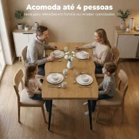 HOMCOM Mesa de Jantar Nórdica para 4 Pessoas, Tampo Espesso e Bordos Curvos, 110x70x75 cm, Carvalho(m-4)