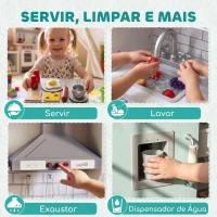 AIYAPLAY Cozinha de Madeira com Luzes e Sons, Exaustor, Dispensador de Água, Máquina de Café, Frigorífico e Forno(m-7)