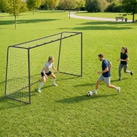 SPORTNOW Football Goal, 10 x 6.5ft Football Net with Ground Stakes and Metal Frame, Training Equipment for Indoor Outdoor Play(m-7)