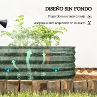 Outsunny Jardinera Exterior Grande de Acero Galvanizado con Base Abierta Bordes de Seguridad Fácil Montaje 150x62x30 cm Verde(m-5)
