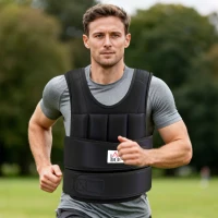 HOMCOM Gilet Lesté Réglable Veste Lestée 20 Kg Max. Poids Amovibles Entrainement Musculation Exercice Boxe Oxford Noir(m-9)