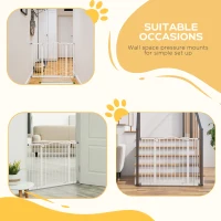 PawHut Metal 74-100cm Adjustable Pet Gate Safety Barrier w/ Auto-Close Door White(m-6)